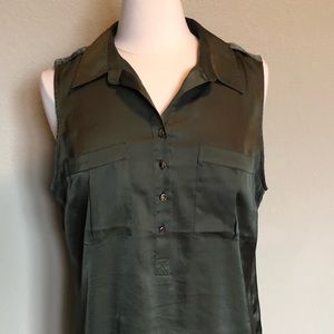 WHBM Olive Green Satiny Tank Tunic